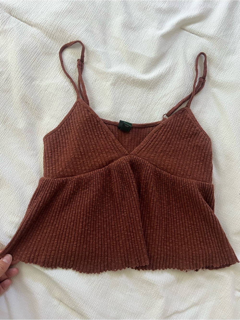 wild fable Rust Brown Ribbed Peplum Cami Top